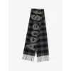 Acne Studios Womens Black/grey Script Checked Wool-blend Scarf In Multi