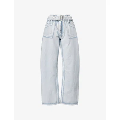 Acne Studios Womens Blue White Page Belted Denim Jeans
