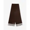 Acne Studios Womens Brown Melange Logo-patch Fringe Wool Scarf In Brown