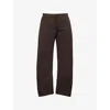 Acne Studios Womens Brown Mid-rise Barrel-leg Wool Trousers In Brown