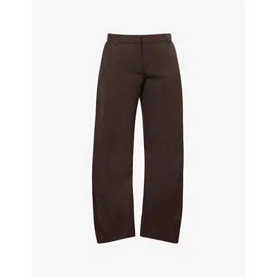 Acne Studios Womens Brown Mid-rise Barrel-leg Wool Trousers
