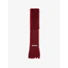 Acne Studios Womens  Skinny Fringe Wool Scarf In Burgundy