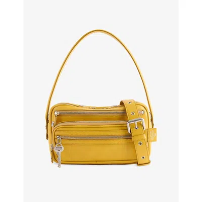 Acne Studios Womens Camero Party Leather Shoulder Bag Mustard Yellow
