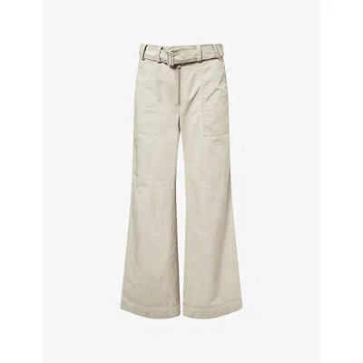 Acne Studios Womens Clay Beige Belted Twill Cotton Trousers In Gray