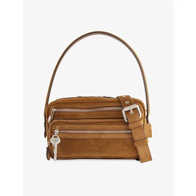 Acne Studios Womens Cognac Brown Camero Suede Shoulder Bag
