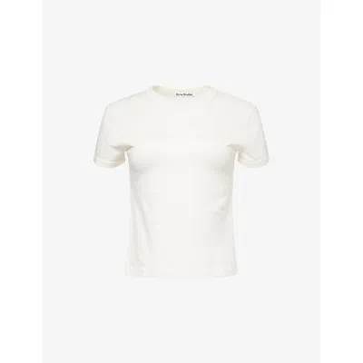 Acne Studios Womens Brand-embroidery Round-neck Cotton-jersey T-shirt Cold White Xs