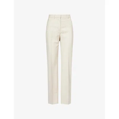 Acne Studios Womens Cream Beige Pontino Pin-stripe Straight-leg Wool Trousers In Sand