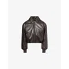 Acne Studios Womens Dark Brown Onnea Faux-leather Bomber Jacket In Gray