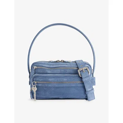 Acne Studios Womens Denim Blue Camero Party Suede Shoulder Bag