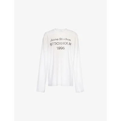 ACNE STUDIOS WOMENS DUSTY WHITE EDDEN 1996 LONG-SLEEVE COTTON AND HEMP-BLEND JERSEY T-SHIRT