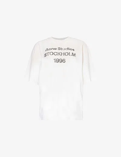 Acne Studios Women White Crewneck T-shirt And Logo Lettering Print On The Front In Cotton Woman