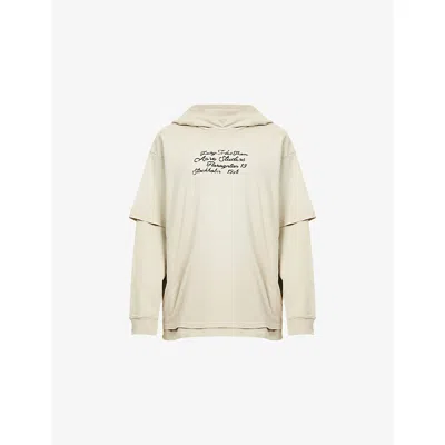 ACNE STUDIOS WOMENS FADED BEIGE LAYERED RELAXED-FIT COTTON-JERSEY HOODIE