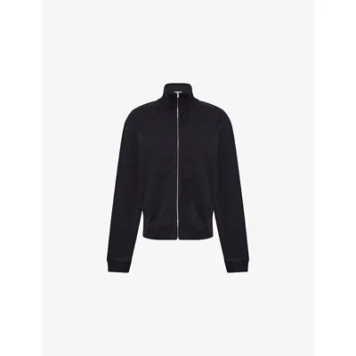 Acne Studios Womens Faded Black High-neck Embroidered-logo Cotton-jersey Sweatshirt