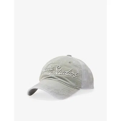 Acne Studios Womens Fog Grey Venice Embroidered-logo Cotton Baseball Cap In Gray