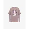 Acne Studios Womens Graphic-print Round-neck Cotton T-shirt Dark Mauve In Dark Mauve