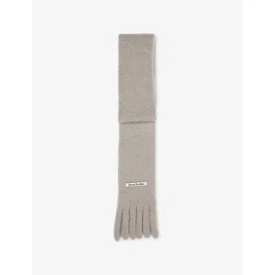Acne Studios Womens Grey Skinny Fringe Wool Scarf In Gray