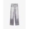 Acne Studios Womens Trompe L'oeil-print Straight-leg Cotton Trousers Grey