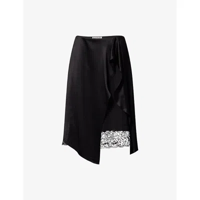 Acne Studios Womens Inouka Layered Satin Midi Skirt Black