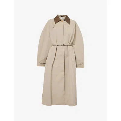 Acne Studios Womens  Ofelia Collared Cotton-blend Trench Coat In Brown