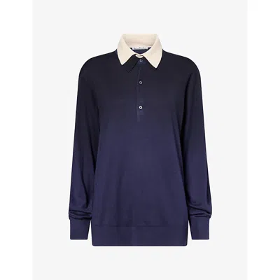 Acne Studios Womens Koyat Layered Wool-blend Top Navy Beige Xxs
