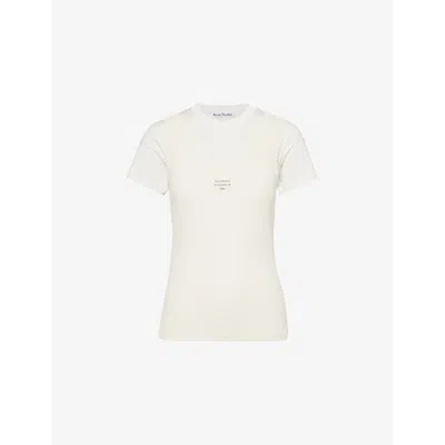 Acne Studios Womens Layered-tank Logo-patch Stretch-cotton T-shirt Off White