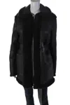 Acne Studios Womens Leather Shearling Lined Double Zip Coat Black In Black