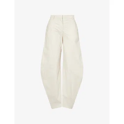 Acne Studios Womens Light Beige Patty Coated Curve-leg Cotton Trousers In Sand