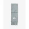 Acne Studios Womens Light Blue Melange Fringed Knitted Scarf In Gray