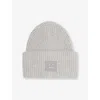Acne Studios Gray Large Face Logo Beanie In Light Grey Melange