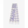 Acne Studios Womens Lilac/white Script Checked Wool-blend Scarf In Multi