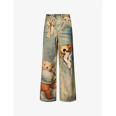 Acne Studios Womens Mid Blue 1981 Wide-leg Denim Jeans Xs