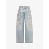 Acne Studios Women Distressed Super Baggy Jeans In Mid Blue