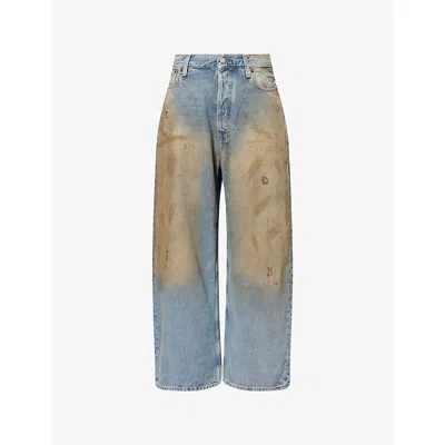 Acne Studios Womens Mid Blue Penicillin Washed Wide-leg Denim Jeans