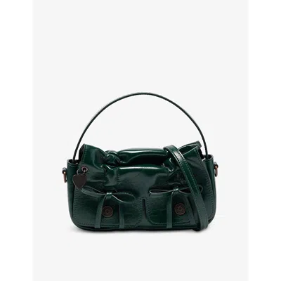 Acne Studios Womens Dark Green Multipocket Micro Leather Cross-body Bag