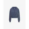 Acne Studios Womens Navy Blue Regular-fit Embossed-branding Cotton-jersey Hoody In Navy