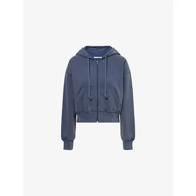 Acne Studios Womens Navy Blue Regular-fit Embossed-branding Cotton-jersey Hoody