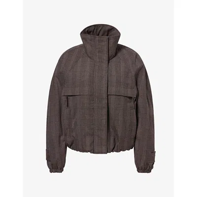 Acne Studios Womens Odilla Checked Wool-blend Jacket Brown Black