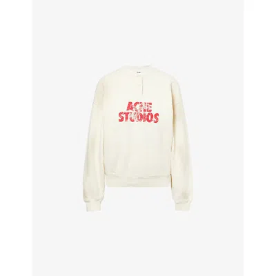 Acne Studios Womens Off White Fern Logo-print Cotton Sweatshirt