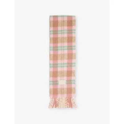 Acne Studios Womens Pastel Pink/mint Green Vally Skinny Check Scarf