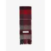 Acne Studios Womens Red/black Checked Fringed Knitted Scarf In Multi
