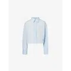 Acne Studios Womens Satai Brand-embroidery Cropped Cotton Shirt Baby Blue In Baby Blue