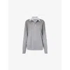 Acne Studios Womens Sky Blue Light Grey Layered Silk And Wool-blend Polo Jumper In Gray