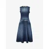 Acne Studios Womens Dark Blue Sleeveless Layered Denim Mini Dress In Blue