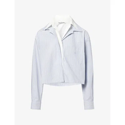 Acne Studios Womens Soubla Striped Cotton Shirt Blue White