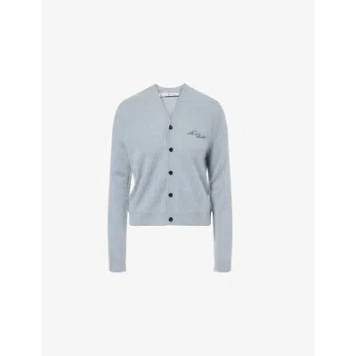 Acne Studios Womens Storm Grey V-neck Brushed Cashmere Cardigan In Blue