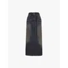 Acne Studios Womens Dark Blue Vintage-wash Mid-rise Regular-fit Denim Maxi Skirt In Dark Blue