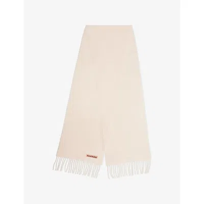 Acne Studios Womens Warm White Fringe Wool Scarf In Neutral