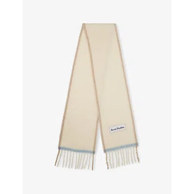Acne Studios Womens White Brand-patch Knitted Scarf