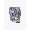 Acne Studios Womensgrey Asymmetric Graphic-print Crepe Top In Multi Grey