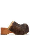 Acne Studios Fur Thick Soled Muller Shoes In Brown